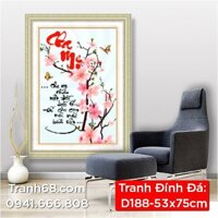 Tranh Đính Đá ABC cao cấp Cha mẹ D188 Kích thước: 53x75cm