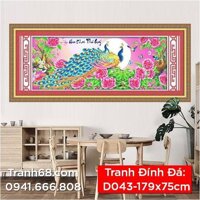 Tranh Đính Đá ABC cao cấp Hoa khai phú quý D043 Kích thước: 179x75cm