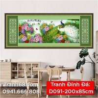 Tranh Đính Đá ABC cao cấp Hoa khai phú quý D091 Kích thước: 200x85cm