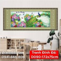 Tranh Đính Đá ABC cao cấp Hoa khai phú quý D090 Kích thước: 172x75cm