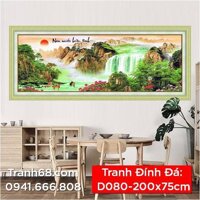 Tranh Đính Đá ABC cao cấp Non Nước Hữn Tình  D080 Kích thước: 200x75cm