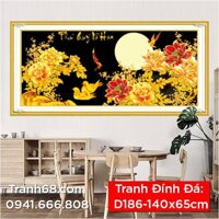 Tranh Đính Đá ABC cao cấp Phú quý nở hoa D186 Kích thước: 140x65cm