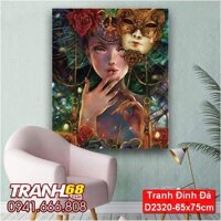 Tranh Đính Đá ABC cao cấp diện cụ nữ vương  D2320 Kích thước: 65x75cm