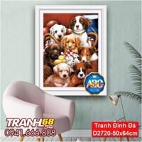 Tranh Đính Đá ABC cao cấp cẩu cẩu chi gia  D2720 Kích thước: 50x64cm