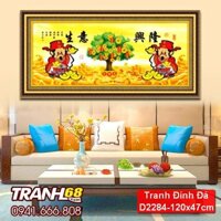 Tranh Đính Đá ABC cao cấp tụ bảo bồn tiểu tài thần  D2284 Kích thước: 120x47cm