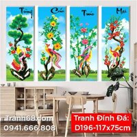 Tranh Đính Đá ABC cao cấp  Tùng  Cúc  Trúc  Mai D196 Kích thước: 117x75cm