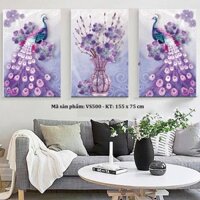 Tranh đính đá ABC Đôi Công, Phu Thê Viên Mãn (3 bức) - VS500 (155x75cm) , chưa đính đá