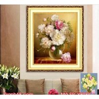 Tranh đính đá bình hoa hồng đẹp kt 50x60cm