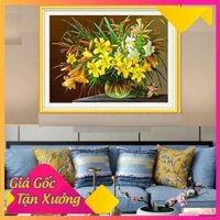 Tranh đính đá bình hoa ly tuyệt đẹp LV400 -kích thước: 67x50cm