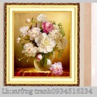 Tranh đính đá bình hoa nghệ thuật kt50x60cm