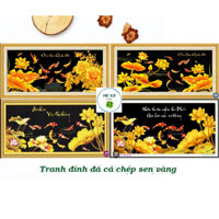 Tranh đính đá Cá chép sen vàng (tranh chưa đính)