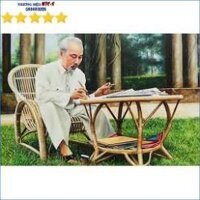 Tranh đính đá cao cấp Bác Hồ Ngồi Ghế Mây 90x60cm