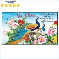 Tranh đính đá cao cấp VỢ CHỒNG CÔNG - PHU THÊ VIÊN MÃN. Kích Thước: 91cm x 53cm