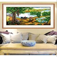 Tranh đính đá Cây Đa Đầu Làng 120x60cm LV015