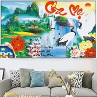 Tranh đính đá cha mẹ hạc DF303