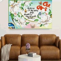 Tranh đính đá cha mẹ hoa mẫu đơn trắng DF270