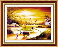 Tranh đính đá  Chiều hoàng hôn cao cấp -KT: 70x54Cm