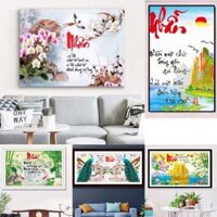 Tranh đính đá chữ Nhẫn, tranh chưa gắn đá (nhiều mẫu)