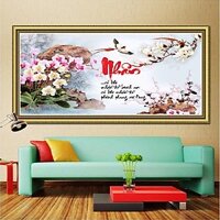 Tranh đính đá chữ nhẫn,tranh thêu chữ nhẫn