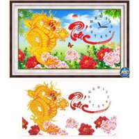 Tranh Đính Đá Chữ Phúc Đồng Hồ Df280 86x53cm