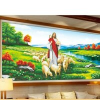 Tranh đính đá chúa chăn chiên KT:141x75cm ,tranh gắn đá chúa chưa gắn.