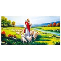 Tranh đính đá Chúa Chăn Chiên Cừu Vs097 (141x75) chưa đính