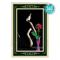 Tranh đính đá Cô Gái Hoa hồng 77322 (46x69) chưa đính