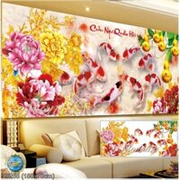 Tranh đính đá Cửu ngư quần hội  (Y8268) 💥 kích thước 150*70 cm 📌