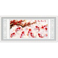 Tranh đính đá cửu ngư quần hội LV183 - 128 x 66 cm - chưa đính