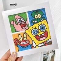 Tranh đính đá DIY SpongeBob and friends happy kèm dụng cụ 15x15