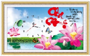 Tranh đính đá đồng hồ cha mẹ DF159