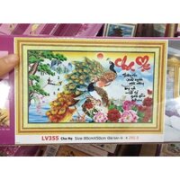 Tranh đính đá đồng hồ Cha Mẹ LV355-80x50cm