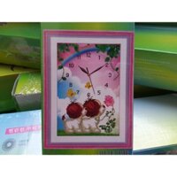 Tranh đính đá đồng hồ chó con H584