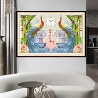 Tranh đính đá đồng hồ gia hoà vạn sự hưng KT:80x53cm,tranh chưa đính và chưa khung