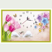 Tranh đính đá Đồng Hồ Uyên Ương Tulip Vs066 (75x50) chưa đính
