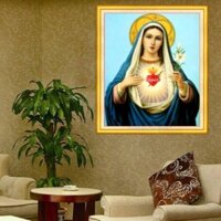 Tranh đính đá đức mẹ Maria,Tranh thêu đức mẹ Maria ,tranh chưa làm và chưa khung