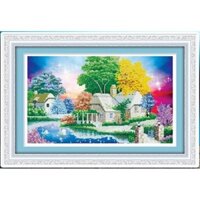 tranh đính đá Gia đình hạnh phúc 79x50cm  - LV129