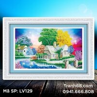 Tranh đính đá  Gia Đình Hạnh Phúc LV129 kích thước 79*50cm.