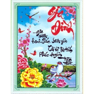 Tranh đính đá H887 - Đồng hồ gia đình