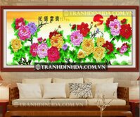 Tranh đính đá hàn quốc hạt tròn cao cấp – Hoa khai phú quý TD090 (Kích thước 154cm x 60cm)