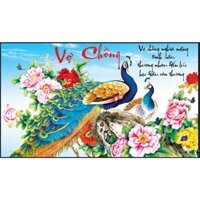 Tranh đính đá hình con công Vợ Chồng 88597 (98x60cm) [KHO SỈ] Tranh chất lượng cao