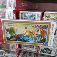 tranh đính đá hổ nhỉ hổ tương phùng KT:125x60cm,tranh gắn đá chưa gắn.
