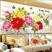 Tranh đính đá hoa mẫu đơn kt150x70cm