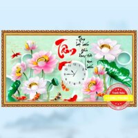 Tranh đính đá HOA SEN (ĐỒNG HỒ) 85*50 - DD9747