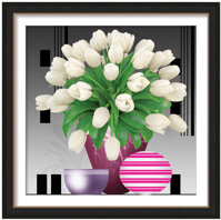 Tranh đính đá hoa Tulip trắng – S8096