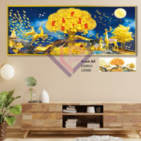 TRANH ĐÍNH ĐÁ HƯU TÀI LỘC,NAI TÀI LỘC D9914:120x60 cm(tự đính)