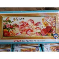 Tranh Đính Đá Kim Cương Đa Sắc ABC Cửu Ngư Quần Hội DF323 115x50 cm