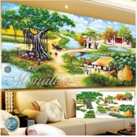 tranh đính đá làng quê 2mx95cm đẹp