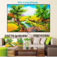 Tranh đính đá Làng quê việt nam mẫu mới. dream valley  1m6x85  -D9776( chưa đính)