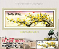 Tranh đính đá Mai khai phú quý D181 Kích thước 104cm x 40cm